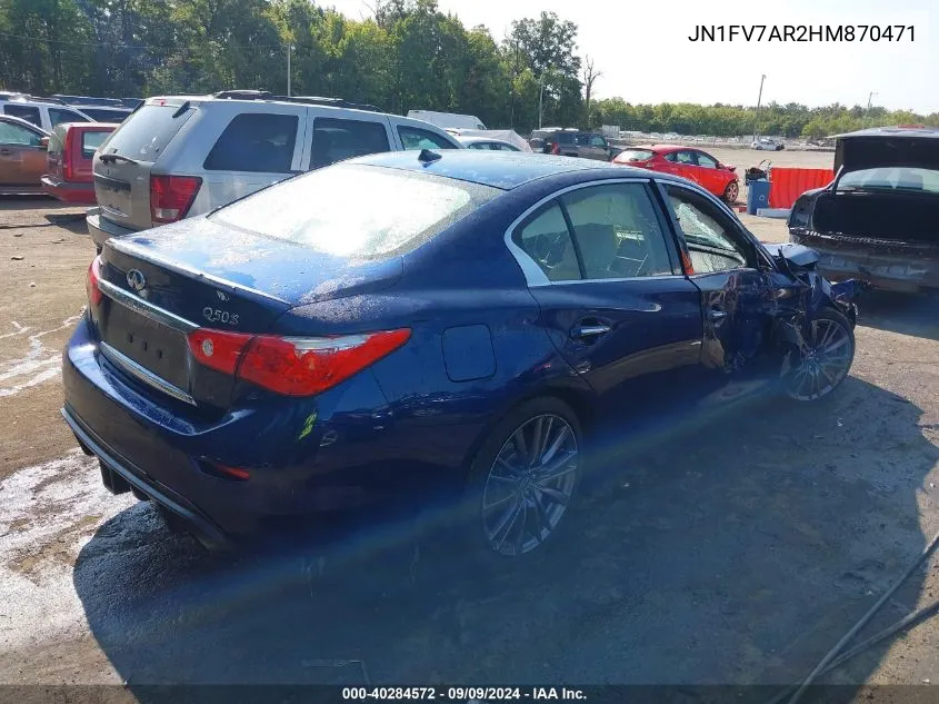 2017 Infiniti Q50 3.0T Red Sport 400 VIN: JN1FV7AR2HM870471 Lot: 40284572