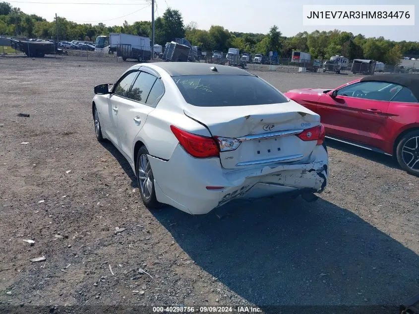 2017 Infiniti Q50 3.0T Premium VIN: JN1EV7AR3HM834476 Lot: 40298756