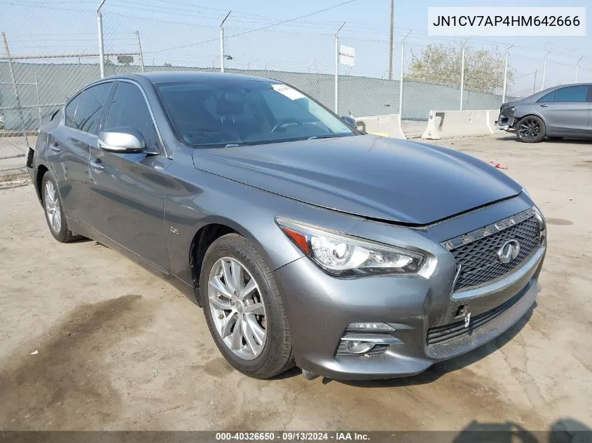 2017 Infiniti Q50 2.0T Base VIN: JN1CV7AP4HM642666 Lot: 40326650