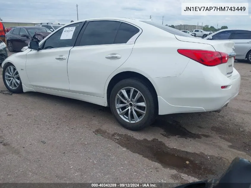 2017 Infiniti Q50 3.0T Premium VIN: JN1EV7AP7HM743449 Lot: 40343289