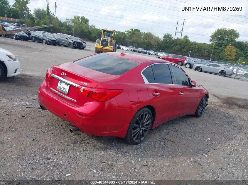 JN1FV7AR7HM870269 2017 Infiniti Q50 3.0T Red Sport 400