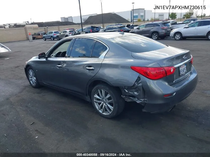 2017 Infiniti Q50 3.0T Premium/3.0T Signature Edition/3.0T Sport VIN: JN1EV7APXHM730615 Lot: 40348058