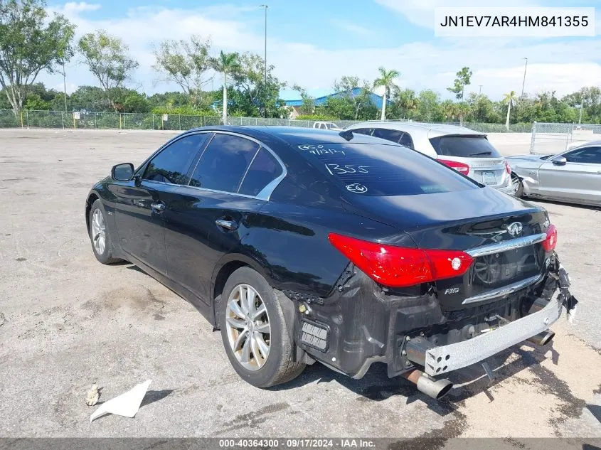 2017 Infiniti Q50 3.0T Premium VIN: JN1EV7AR4HM841355 Lot: 40364300