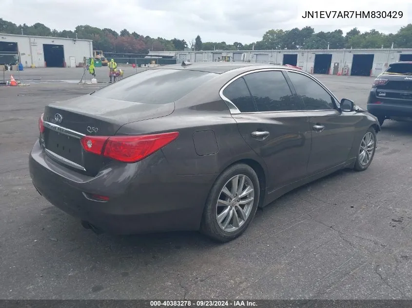 2017 Infiniti Q50 3.0T Premium VIN: JN1EV7AR7HM830429 Lot: 40383278