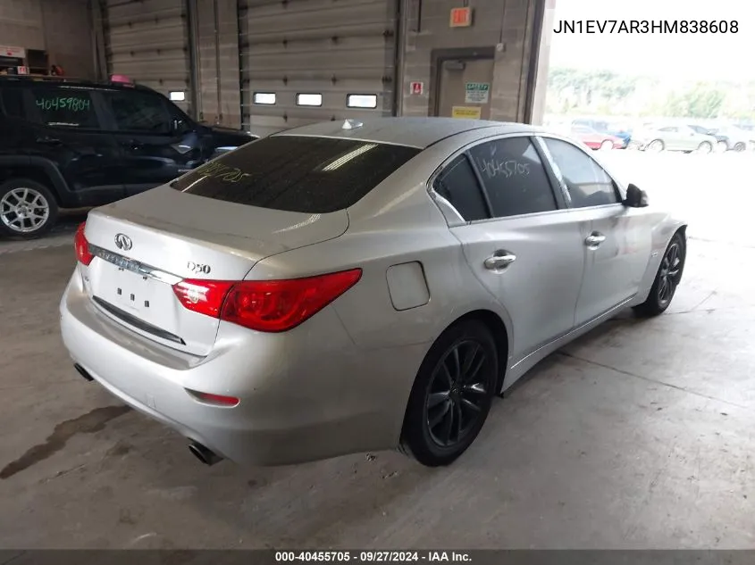 2017 Infiniti Q50 3.0T Premium VIN: JN1EV7AR3HM838608 Lot: 40455705