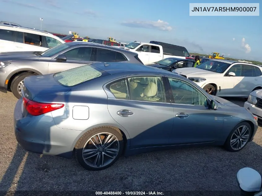 2017 Infiniti Q50 Hybrid VIN: JN1AV7AR5HM900007 Lot: 40488400