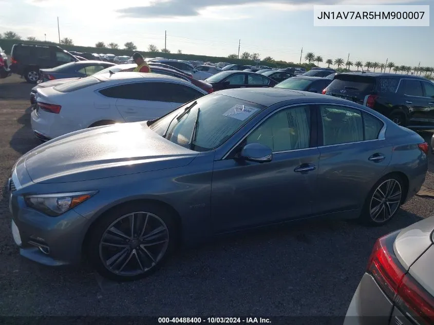 2017 Infiniti Q50 Hybrid VIN: JN1AV7AR5HM900007 Lot: 40488400