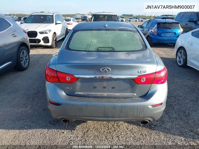 2017 Infiniti Q50 Hybrid VIN: JN1AV7AR5HM900007 Lot: 40488400