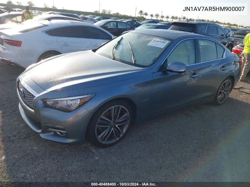 2017 Infiniti Q50 Hybrid VIN: JN1AV7AR5HM900007 Lot: 40488400