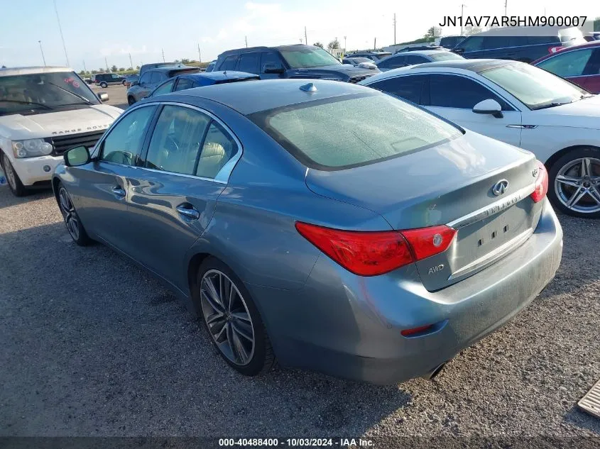 2017 Infiniti Q50 Hybrid VIN: JN1AV7AR5HM900007 Lot: 40488400