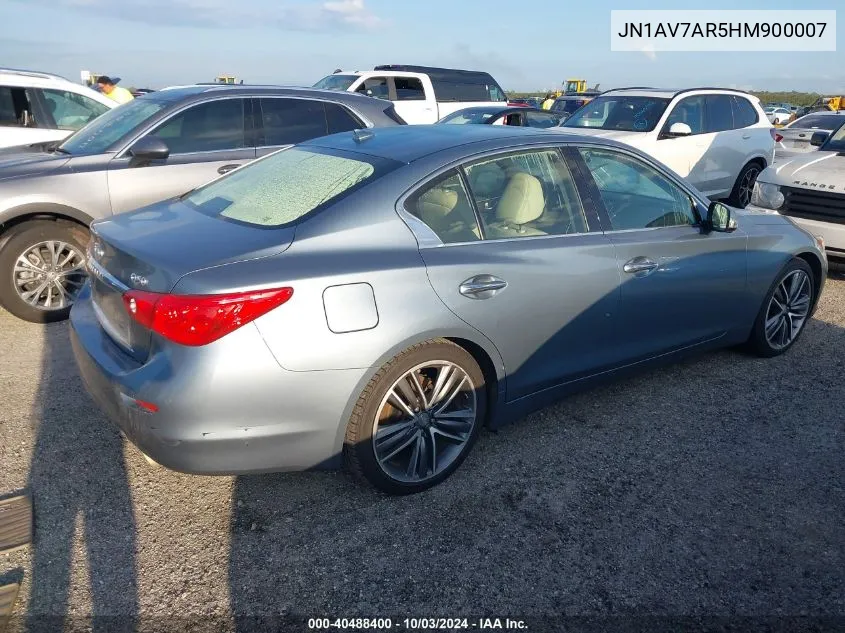 2017 Infiniti Q50 Hybrid VIN: JN1AV7AR5HM900007 Lot: 40488400