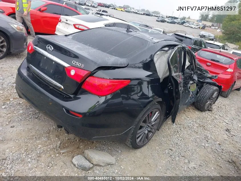 2017 Infiniti Q50 3.0T Red Sport 400 VIN: JN1FV7AP7HM851297 Lot: 40495012