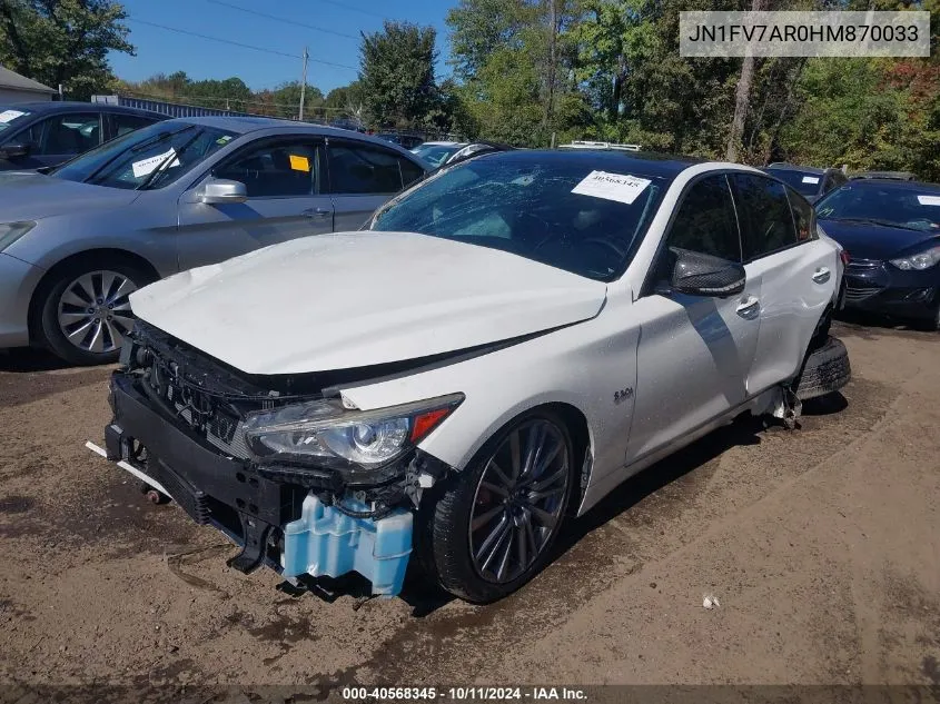 2017 Infiniti Q50 Red Sport 400 VIN: JN1FV7AR0HM870033 Lot: 40568345