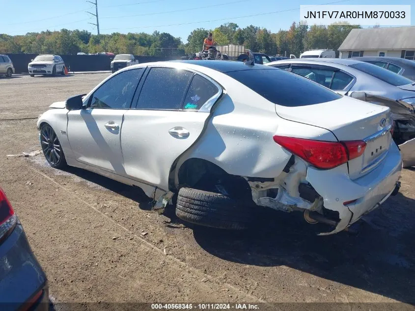 2017 Infiniti Q50 Red Sport 400 VIN: JN1FV7AR0HM870033 Lot: 40568345