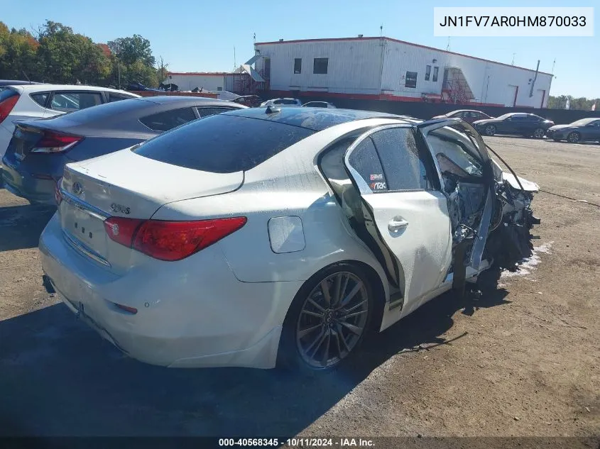 2017 Infiniti Q50 Red Sport 400 VIN: JN1FV7AR0HM870033 Lot: 40568345