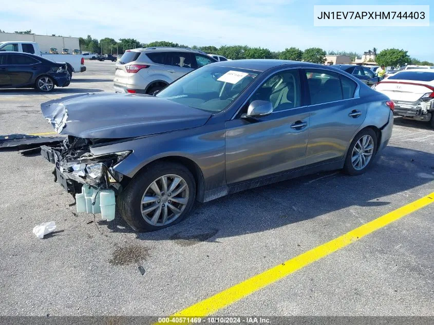 2017 Infiniti Q50 3.0T Premium VIN: JN1EV7APXHM744403 Lot: 40571469