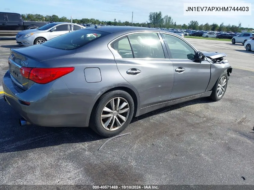 2017 Infiniti Q50 3.0T Premium VIN: JN1EV7APXHM744403 Lot: 40571469