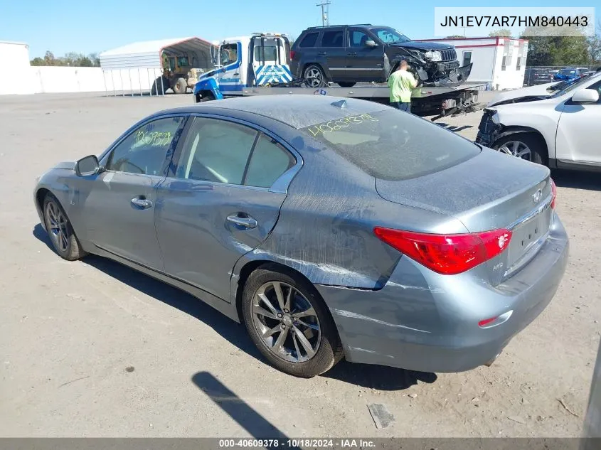 2017 Infiniti Q50 3.0T Signature Edition VIN: JN1EV7AR7HM840443 Lot: 40609378