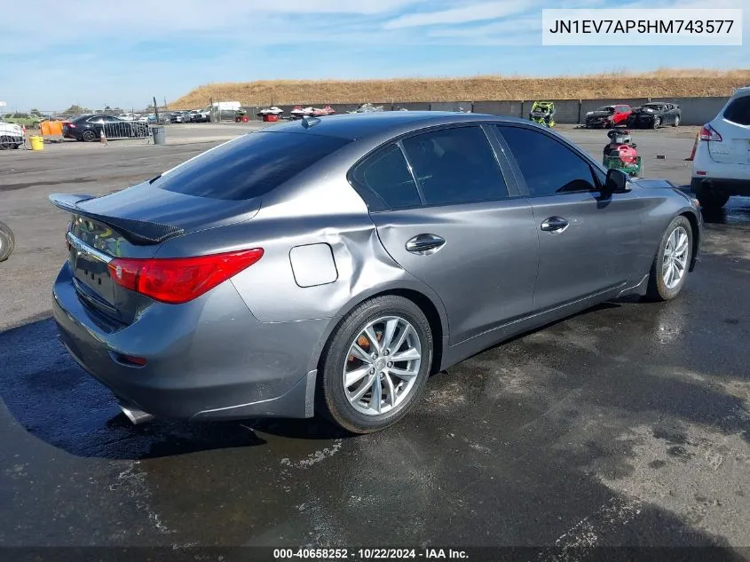 2017 Infiniti Q50 3.0T Premium VIN: JN1EV7AP5HM743577 Lot: 40658252