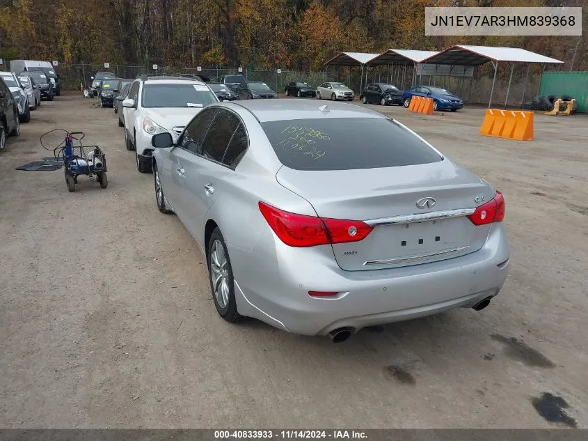 2017 Infiniti Q50 3.0T Premium VIN: JN1EV7AR3HM839368 Lot: 40833933