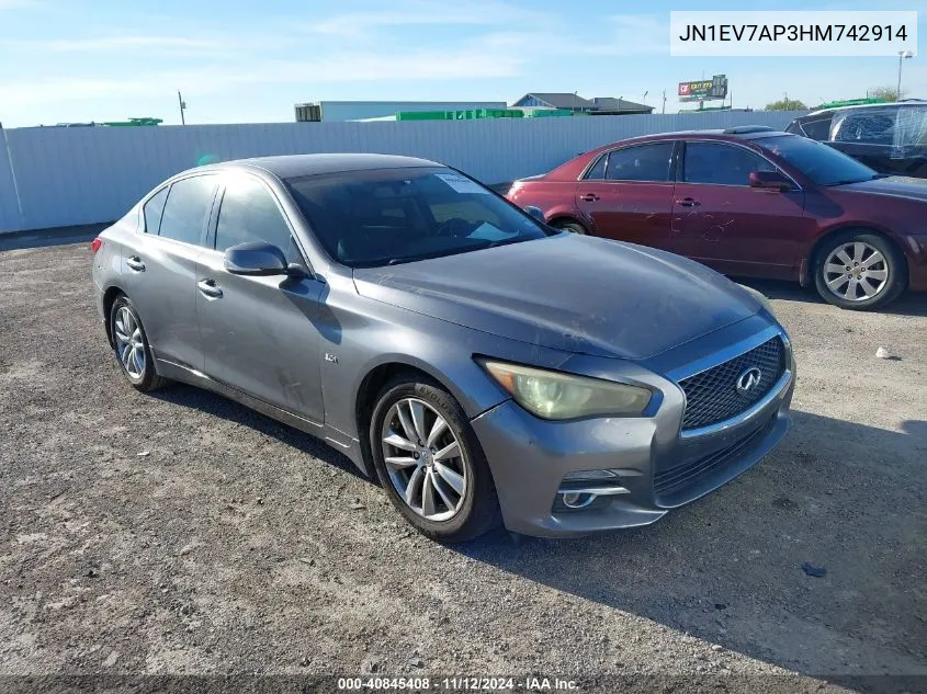 2017 Infiniti Q50 3.0T Premium VIN: JN1EV7AP3HM742914 Lot: 40845408