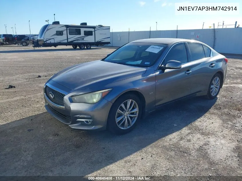 2017 Infiniti Q50 3.0T Premium VIN: JN1EV7AP3HM742914 Lot: 40845408