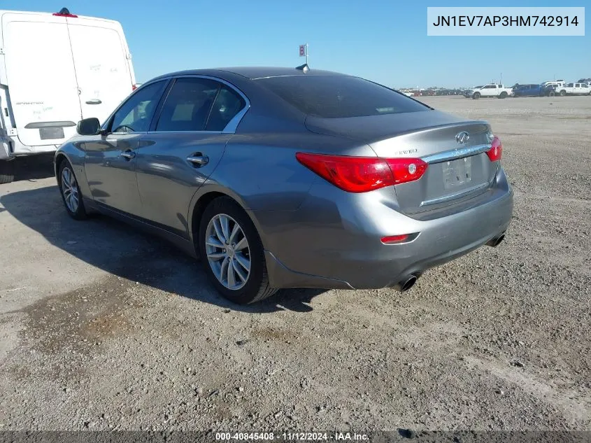 2017 Infiniti Q50 3.0T Premium VIN: JN1EV7AP3HM742914 Lot: 40845408