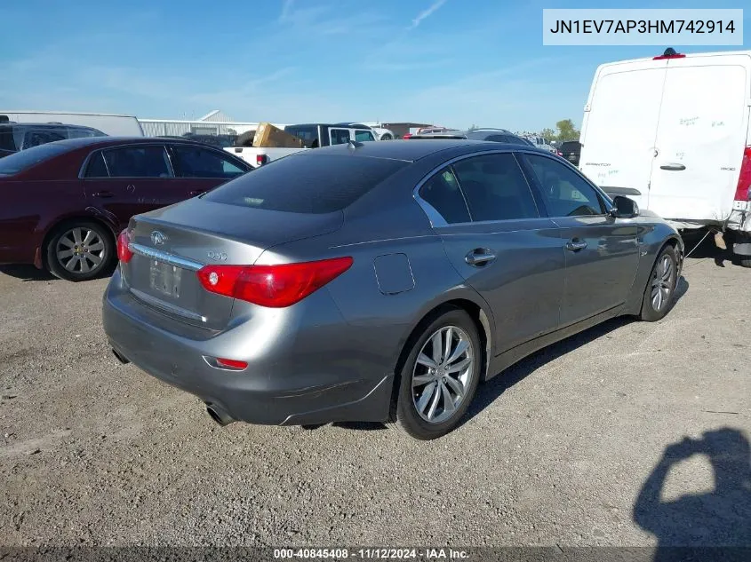 2017 Infiniti Q50 3.0T Premium VIN: JN1EV7AP3HM742914 Lot: 40845408