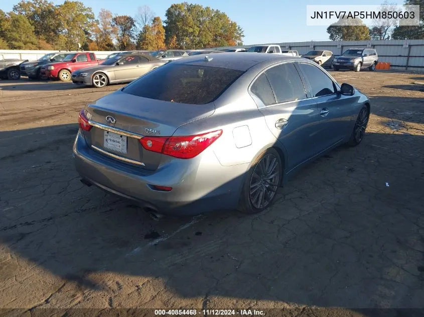 2017 Infiniti Q50 3.0T Red Sport 400 VIN: JN1FV7AP5HM850603 Lot: 40854468