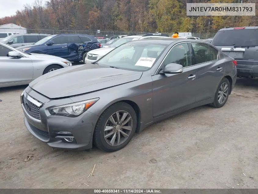 2017 Infiniti Q50 3.0T Premium VIN: JN1EV7AR0HM831793 Lot: 40859341