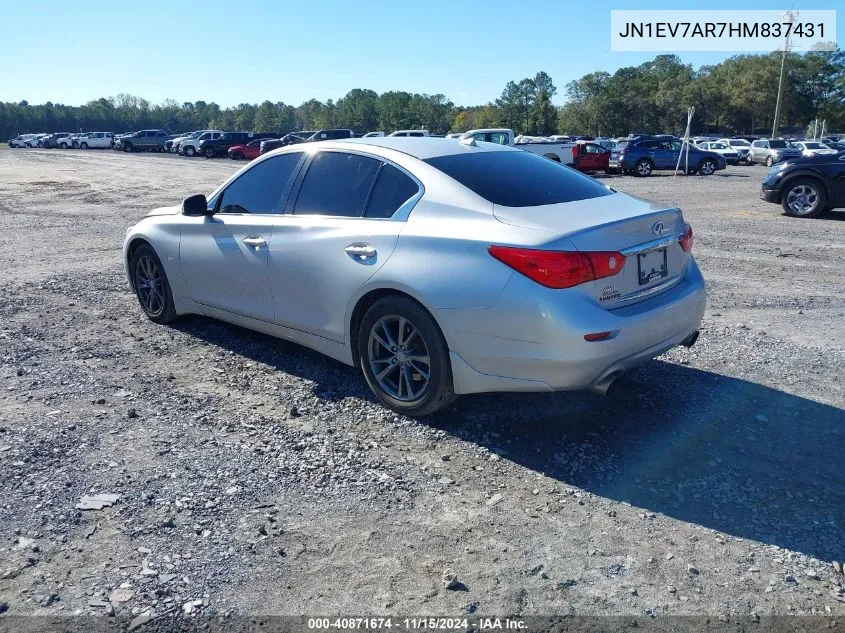 2017 Infiniti Q50 3.0T Signature Edition VIN: JN1EV7AR7HM837431 Lot: 40871674