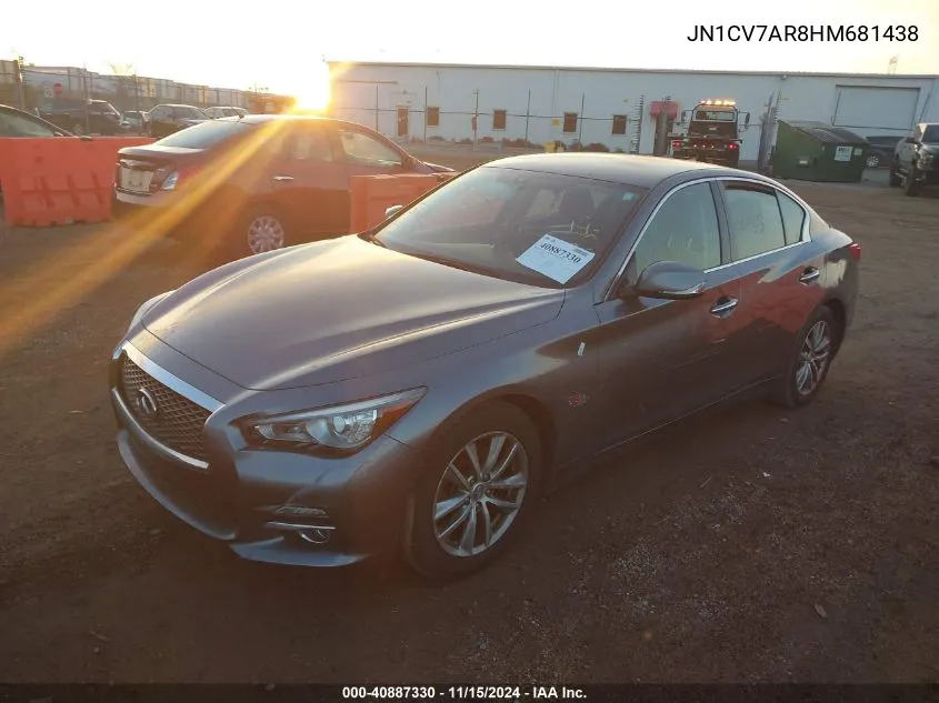 2017 Infiniti Q50 2.0T Base VIN: JN1CV7AR8HM681438 Lot: 40887330