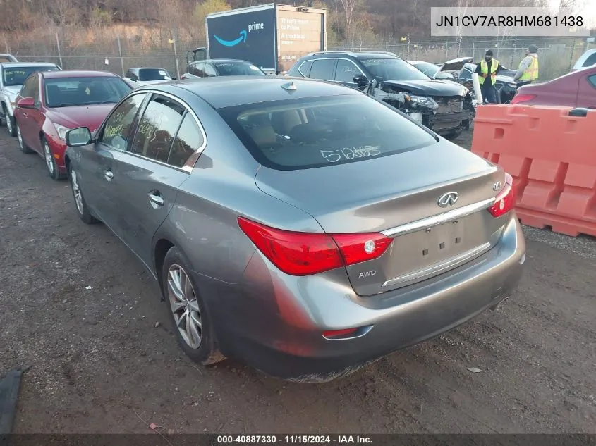 2017 Infiniti Q50 2.0T Base VIN: JN1CV7AR8HM681438 Lot: 40887330