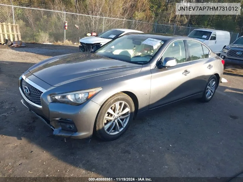 2017 Infiniti Q50 3.0T Premium/3.0T Signature Edition/3.0T Sport VIN: JN1EV7AP7HM731012 Lot: 40888951