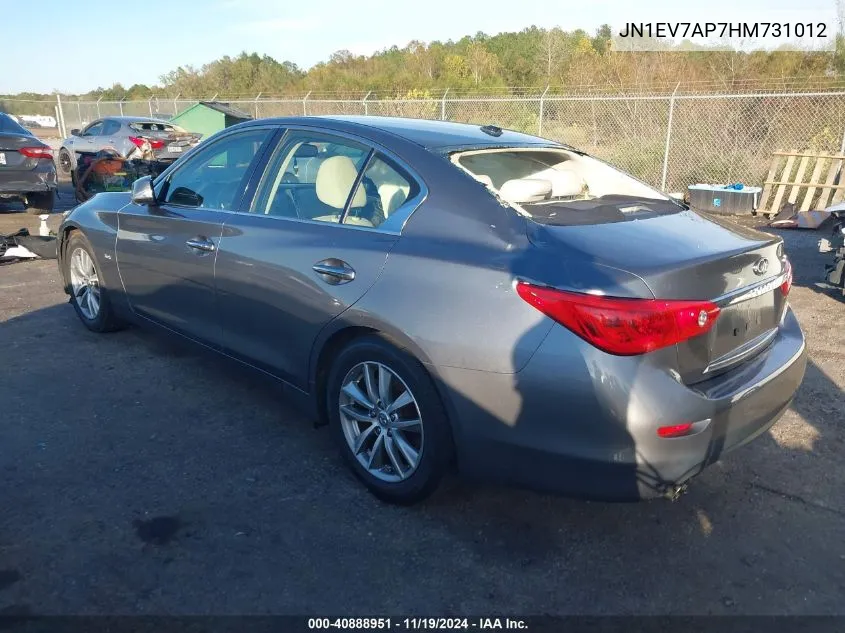 2017 Infiniti Q50 3.0T Premium/3.0T Signature Edition/3.0T Sport VIN: JN1EV7AP7HM731012 Lot: 40888951