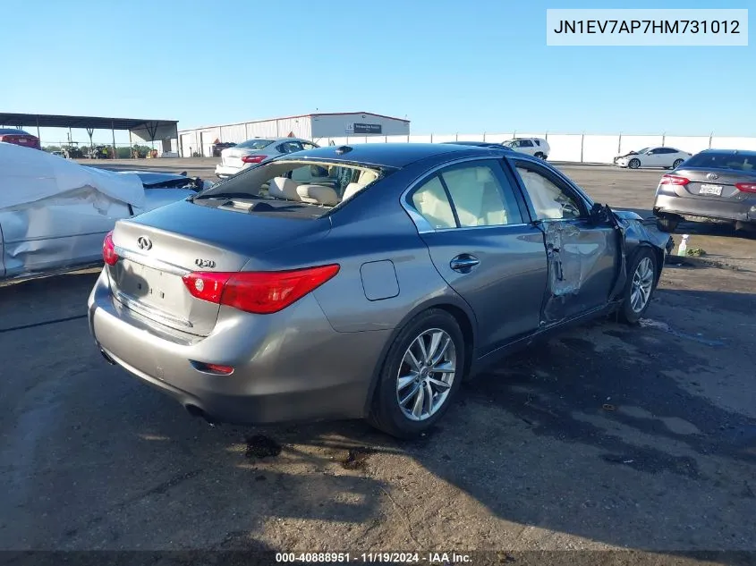 2017 Infiniti Q50 3.0T Premium/3.0T Signature Edition/3.0T Sport VIN: JN1EV7AP7HM731012 Lot: 40888951