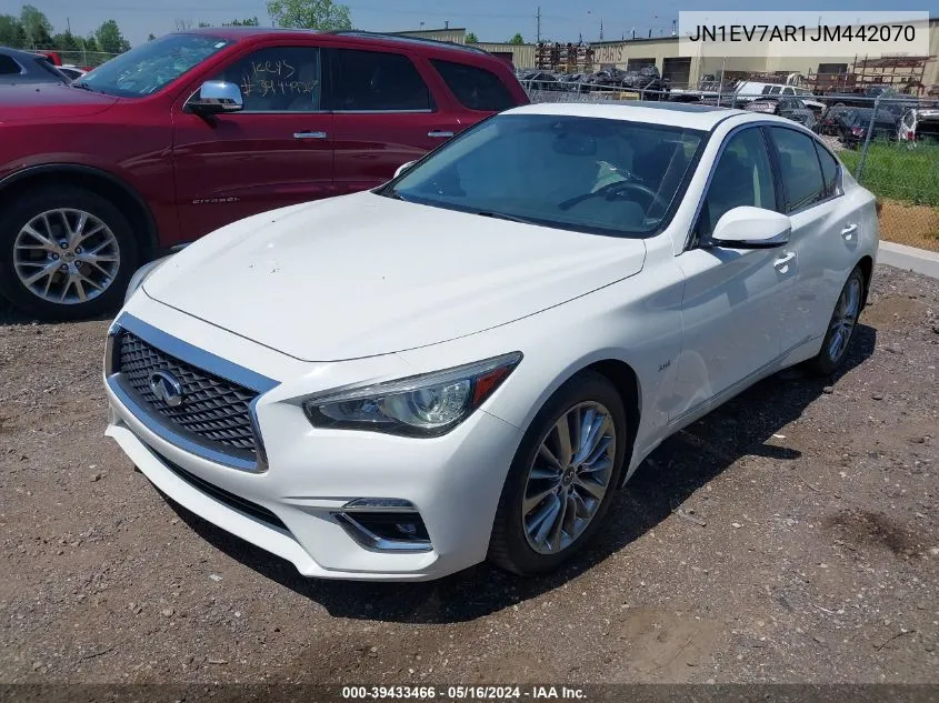 2018 Infiniti Q50 3.0T Luxe VIN: JN1EV7AR1JM442070 Lot: 39433466