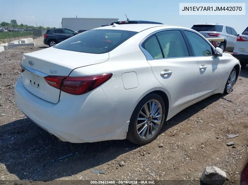 2018 Infiniti Q50 3.0T Luxe VIN: JN1EV7AR1JM442070 Lot: 39433466