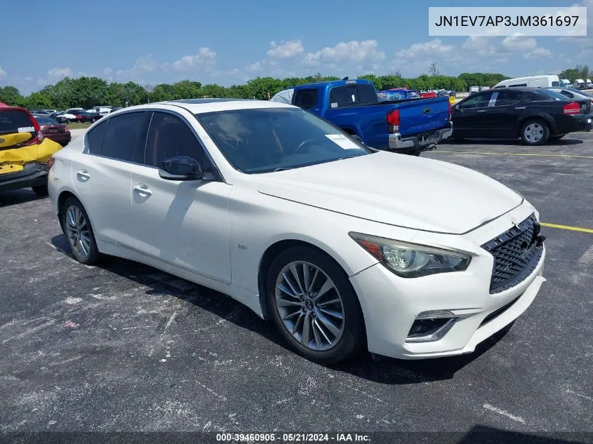 2018 Infiniti Q50 3.0T Luxe VIN: JN1EV7AP3JM361697 Lot: 39460905