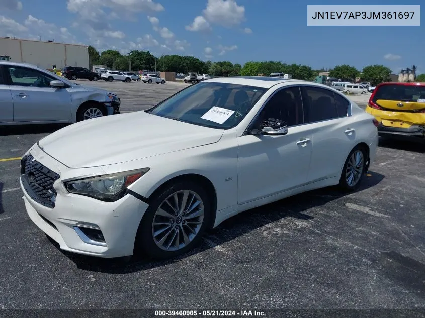 2018 Infiniti Q50 3.0T Luxe VIN: JN1EV7AP3JM361697 Lot: 39460905