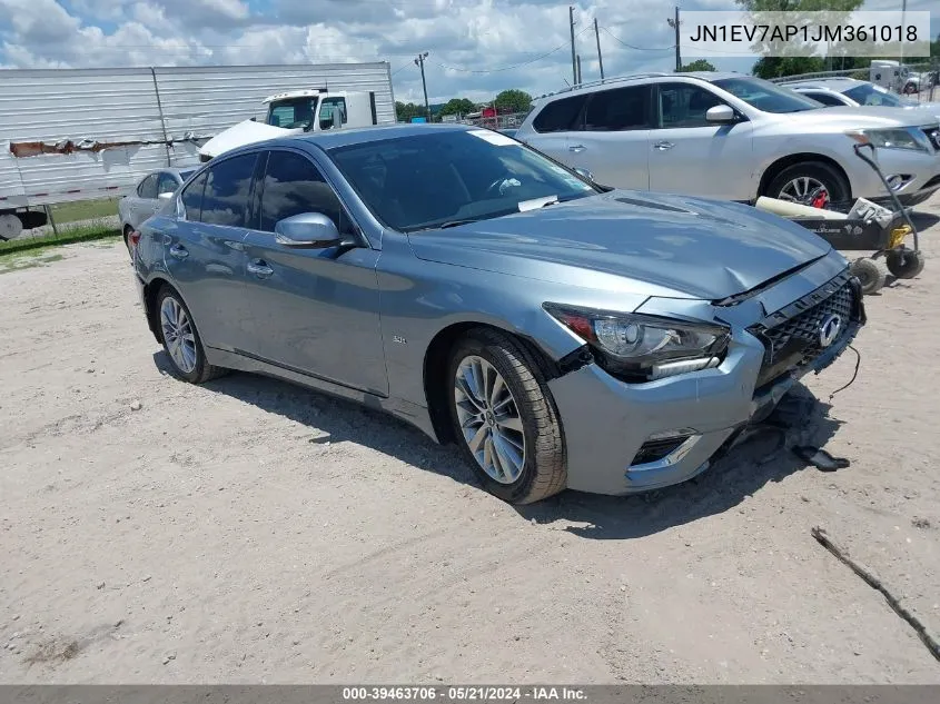 2018 Infiniti Q50 3.0T Luxe VIN: JN1EV7AP1JM361018 Lot: 39463706