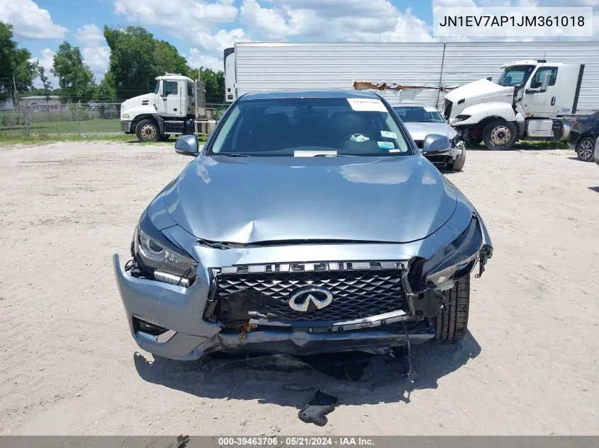 2018 Infiniti Q50 3.0T Luxe VIN: JN1EV7AP1JM361018 Lot: 39463706