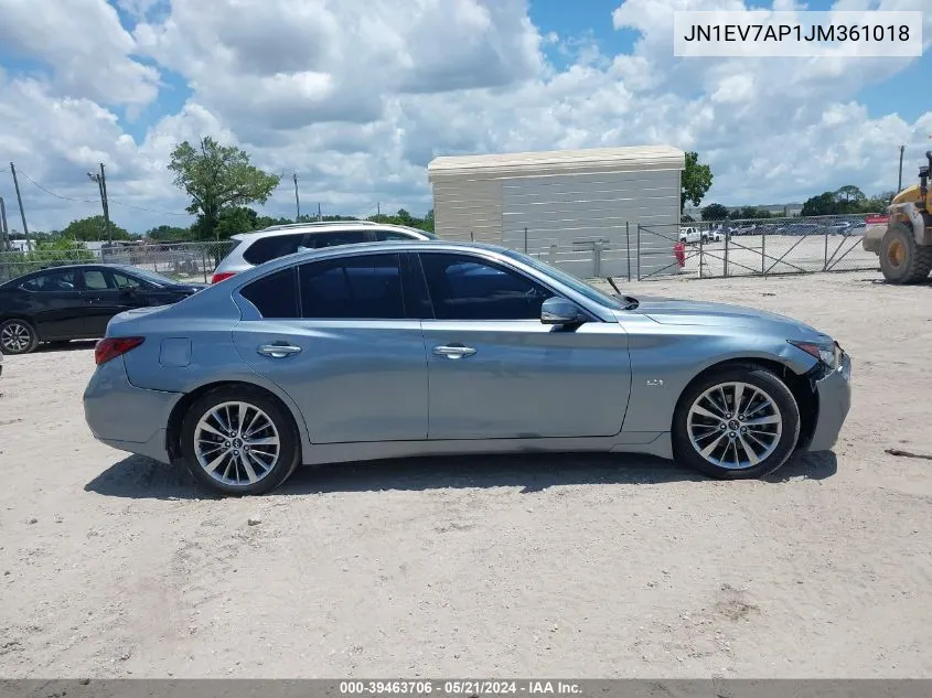 2018 Infiniti Q50 3.0T Luxe VIN: JN1EV7AP1JM361018 Lot: 39463706