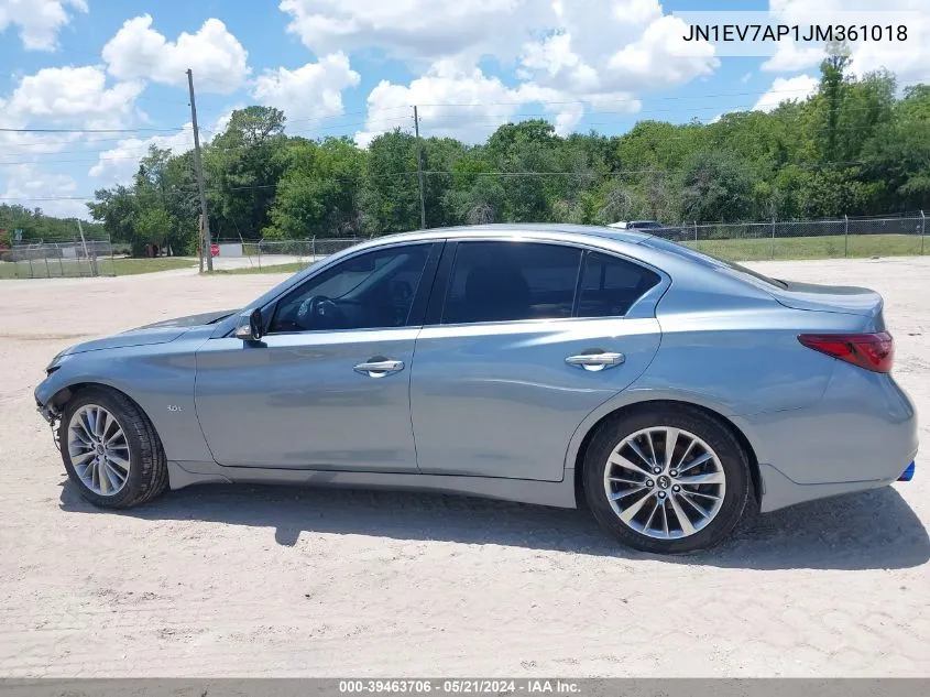 2018 Infiniti Q50 3.0T Luxe VIN: JN1EV7AP1JM361018 Lot: 39463706