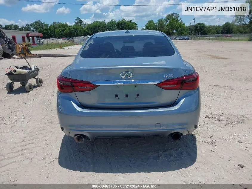 2018 Infiniti Q50 3.0T Luxe VIN: JN1EV7AP1JM361018 Lot: 39463706