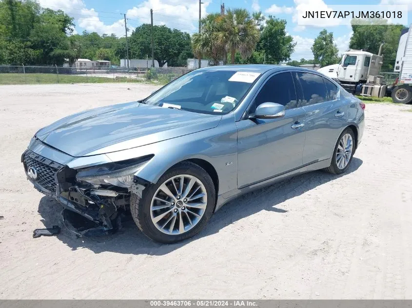 2018 Infiniti Q50 3.0T Luxe VIN: JN1EV7AP1JM361018 Lot: 39463706