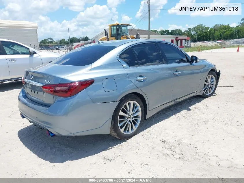 2018 Infiniti Q50 3.0T Luxe VIN: JN1EV7AP1JM361018 Lot: 39463706