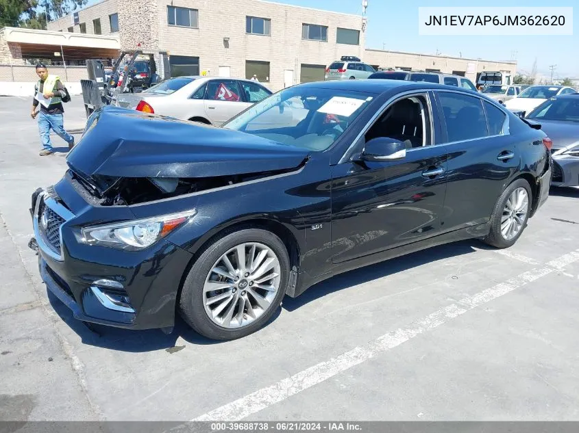 2018 Infiniti Q50 3.0T Luxe VIN: JN1EV7AP6JM362620 Lot: 39688738