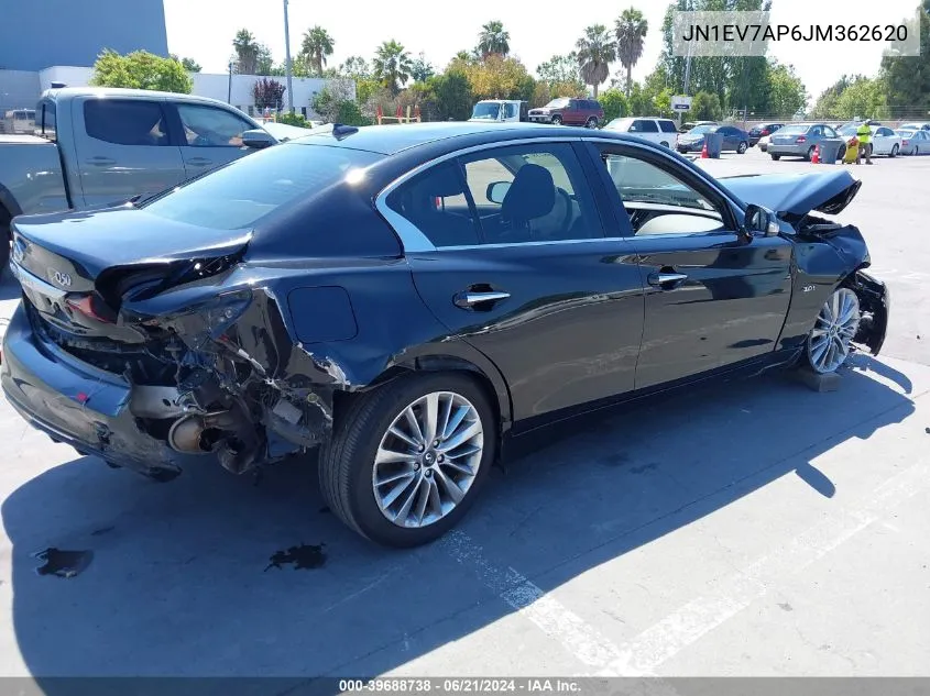 2018 Infiniti Q50 3.0T Luxe VIN: JN1EV7AP6JM362620 Lot: 39688738