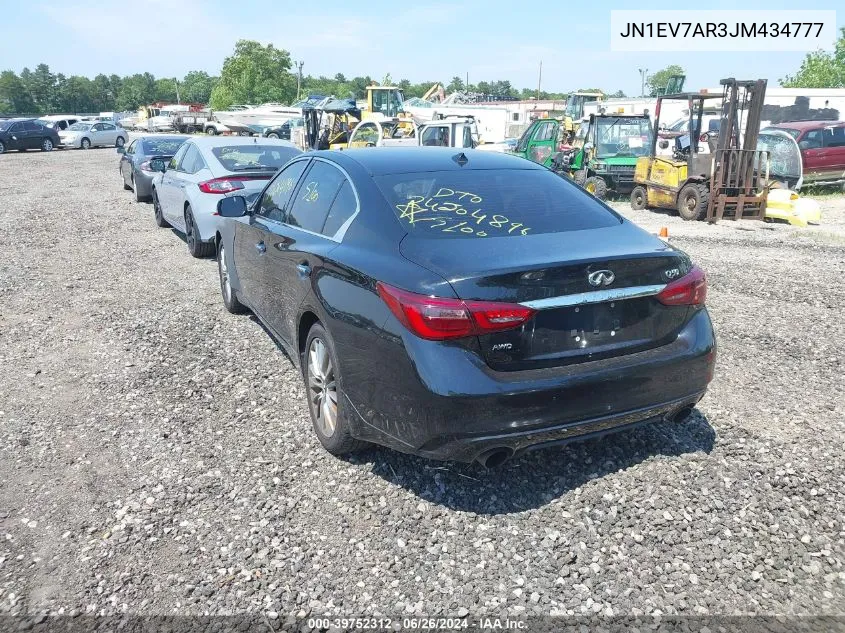 2018 Infiniti Q50 3.0T Luxe VIN: JN1EV7AR3JM434777 Lot: 39752312